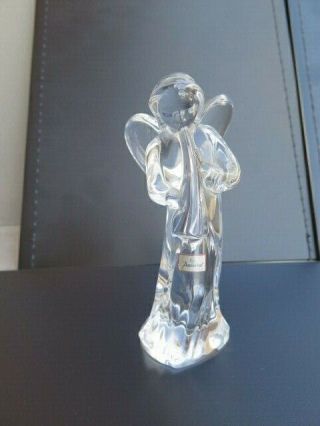 Baccarat Crystal Angel With Horn Sticker Nwob Etched Stamp And Signed Near Base
