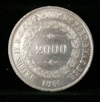 Brazil - 2000 RÉis 1851 - Silver