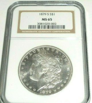 1879 S $1 Us Morgan Silver Dollar Coin Ngc Ms 65 State Blast White