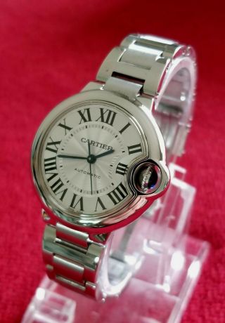 Cartier Ballon Bleu Automatic 33mm Silver Dial Stainless Steel Ladies Ref 3489