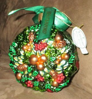 Waterford Holiday Heirloom Evergreen Wreath 5 " Christmas Ornament Nib W Tags