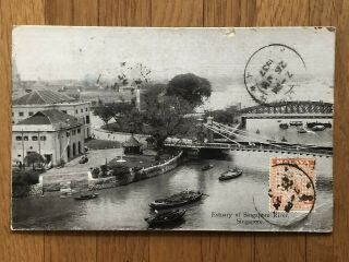 Straits Settlements Old Postcard Estuary Malaya Singapore To Belgium 1937