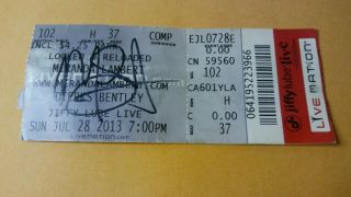 Miranda Lambert Signed Autographed 2013 Tour Locked And Reloaded Ticket Stub Va