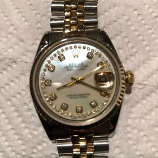 Rolex Datejust Men’s 2 Tone 18k Gold/steel 36mm 1601 Diamond Watch 1969