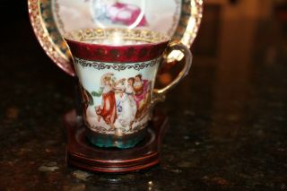 Antique ROYAL VIENNA Style ACKERMANN FRITZE Porcelain Demitasse Teacup Saucer 3