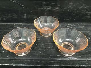 Depression Glass 4.  25 " Pink American Sweetheart Footed Sherbert Bowl