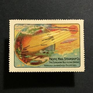 Poster Stamp Usa 1915 Pacific Mail Steamship Honolulu Hawaii • Cinderella