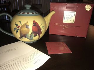 Lenox For The Holidays Winter Greetings Everyday Cardinal Teapot 2004