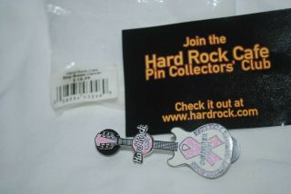 Hard Rock Cafe 2003 Official Guitar Glitter Pink Pin,  Mip,  Stop Breast Cancer
