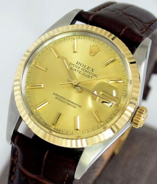 Rolex Oyster Perpetual Datejust Ref16013 Auto Yellow Gold Dial Men 