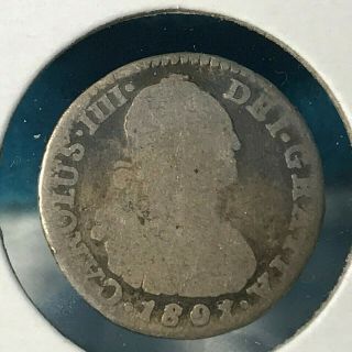 1801 Ij Spanish America Lima Peru Silver One Real Pillar Coin