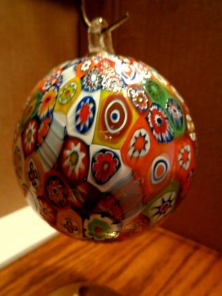 Authentic Murano Glass Millefiori Ball Ornament Italian Glass Christmas Ornament