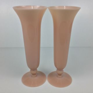Cambridge Glass Crown Tuscan Two (2) Tall 10 1/8 Inch Vases Ball Stem