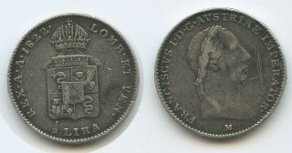G2881 - Italian States Lombardy - Venetia 1/2 Lira 1822 M C 5.  2 Milano Silver