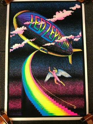 Vintage Nos Blacklight Poster Stairway To Heaven Led Zeppelin Bright Rainbow
