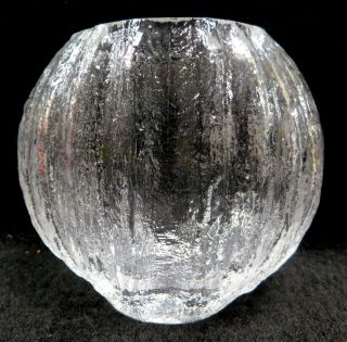 Iittala Signed Timo Sarpaneva Crystal Glass Vase Tree Bark Finland Vintage