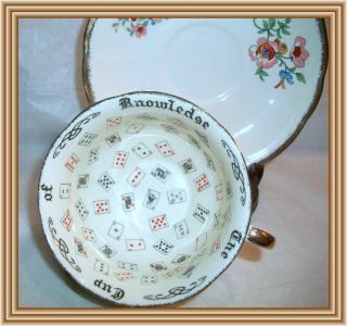 Alfred Meakin 1930s - Cup Of Knowledge - Fortune Telling Tea Cup & Saucer - Nr