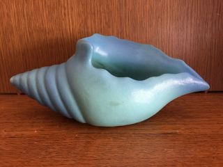 Vintage Van Briggle Usa Pottery Ming Blue 8 1/2 " Conch Sea Shell