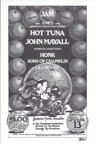 1975 Hot Tuna,  John Mayall,  Honk,  Sons Of Champlin Handbill