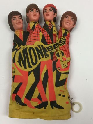Vintage 1966 Mattel Toys The Monkees Hand Puppet Pull Card Toy