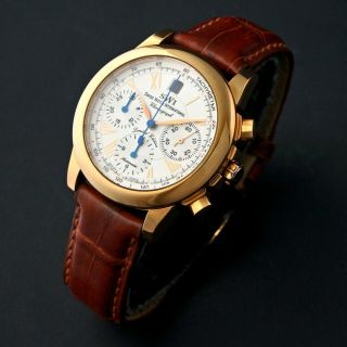 Rare SWI Solid 18K Yellow Gold Limited Edition 28/100 Man ' s Chronograph Watch 2