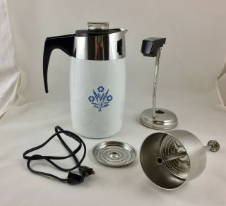 Vintage Corelle Corning 10 Cup Percolator Coffee Pot Cornflower Blue
