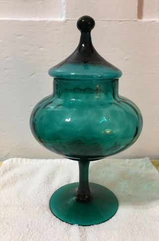 Empoli Green Circus Tent Covered Candy Dish Apothecary Jar