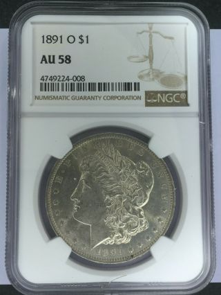 1891 - O Morgan Silver Dollar Ngc Au58 Rare Date