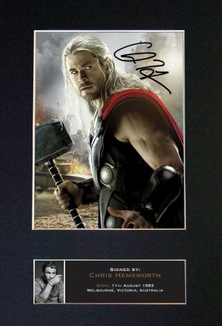 586 Thor Chris Hemsworth Signature/autograph Mounted Signed Photograph A4
