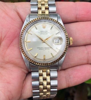 Rolex Datejust Underline 14k/ss Vintage Ref.  1601 Cal.  1570 Automatic Mens Watch