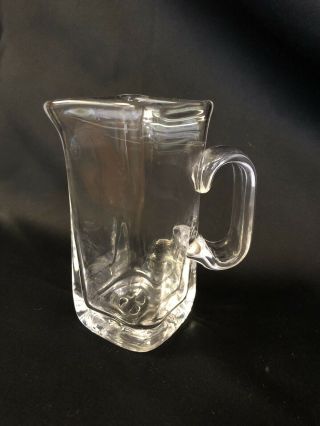 Simon Pearce Woodbury 4 1/2” Creamer Pitcher Hand Blown Glass Clear Square