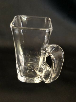 Simon Pearce Woodbury 4 1/2” Creamer Pitcher Hand Blown Glass Clear Square 3