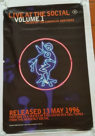 Rare Vintage Huge Chemical Brothers Poster Live At The Social 40x60 Subway Music