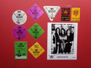 Aerosmith,  Promo Photo,  9 " Otto " Backstage Passes,  Rare 1987 - 88 Originals