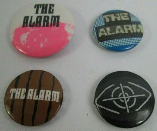 The Alarm Vintage 4 X 1980s Us & Uk 25mm And 32mm Badges Pins Buttons Punk