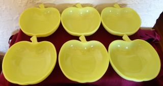 6 Vintage Hazel Atlas Platonite Milk Glass Chartreuse Yellow Green Apple Bowls