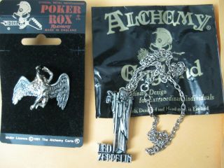 Led Zeppelin Alchemy Pewter Pendant & Poker Pewter Rox Pin Badge