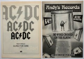 Acdc 2 X Vintage Adverts Heavy Metal Poster Flyer Cuttings Ac/dc 1