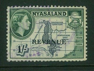 Nyasaland - 1953 Qeii 1/ - " Revenue " O/p.  Scarce (es569a)