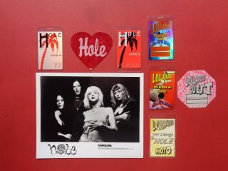 Hole,  Courtney Love,  B/w Promo Photo,  6 Very Rare Backstage Passes,  Sticker