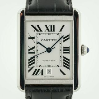 Cartier Tank Solo Xl,  Ref 3800,  Men’s,  Stainless Steel,  Automatic,  Black Leather