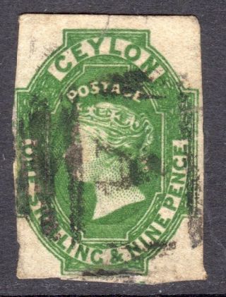 Ceylon 1857 - 59 Qv 1s9d Green Wmk Star Imperf U,  Faults,  Sg 11 Cat £800