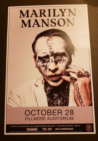 Marilyn Manson @fillmore Auditorium Denver 2019.  11x17 Concert Poster Colorado