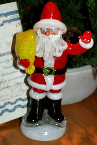 Czech Bohemian Zelezny Brod Hand Blown Glass Santa Claus Toy Bag Figurine 9 3/4 "