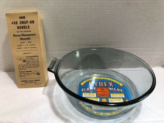 Vintage 1941 Pyrex Flameware Blue Tint Stovetop Pot With 68 Snap - On Handle