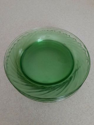 5 Vintage Pyrex Festiva Green Swirl Pattern 7 - 1/2 " Salad Plates Usa