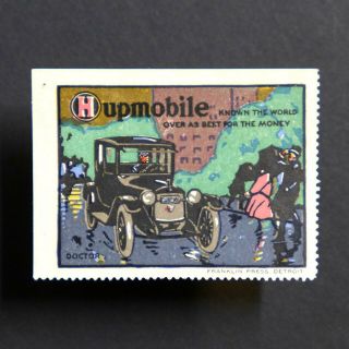 Poster Stamp Usa 1915 Hupmobile Automobile Advertising Label • Cinderella