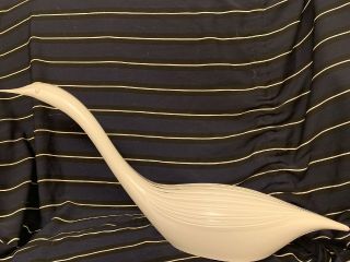 Vintage Murano Signed: Seguso A.  V.  Deeply Rippiled White Glass Swan