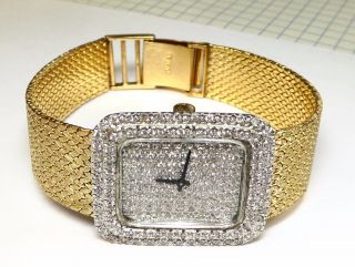 Mens Natural Diamond 14 Kt White Gold Watch With 14 Kt Yellow Gold Mesh Bracelet