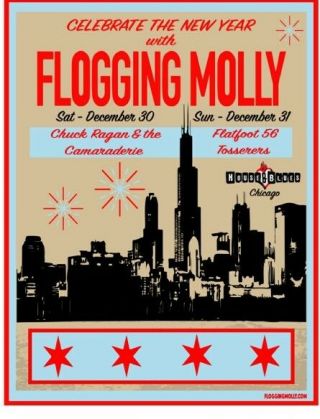 Flogging Molly Concert Poster Chicago 2017 Signed By Flogging Molly 18/78